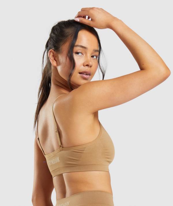 Damske Spodne Pradlo Gymshark Seamless Low Neck Bralette Zlate Svetlo Hnede | MD3204891